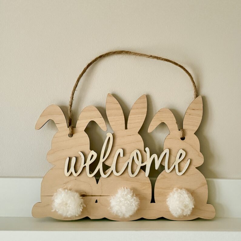 Zajączki z napisem "Welcome"