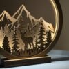 Lampa drewniana 3D z motywem górskim - obrazek 2